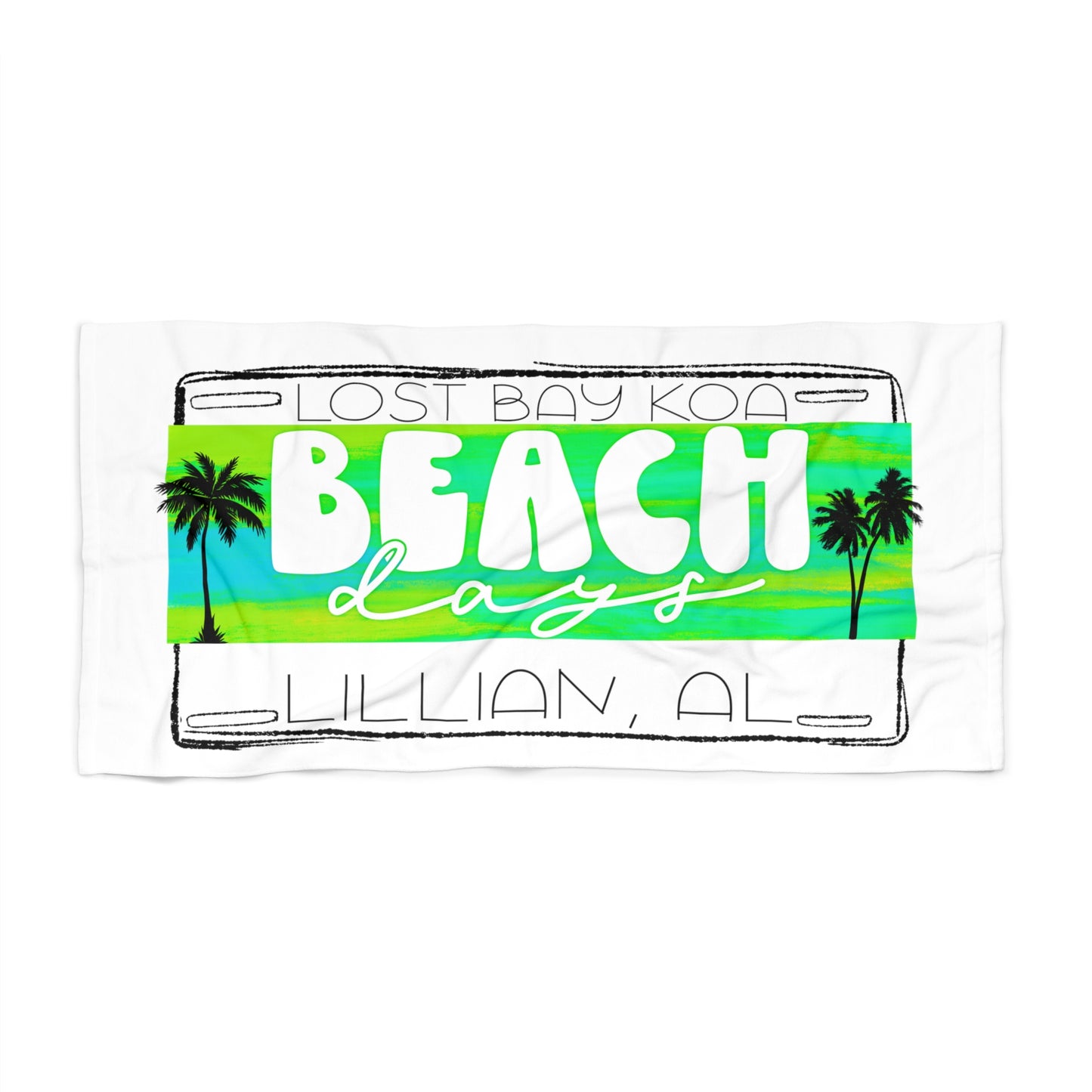 Lost Bay License Plate- Beach Towel