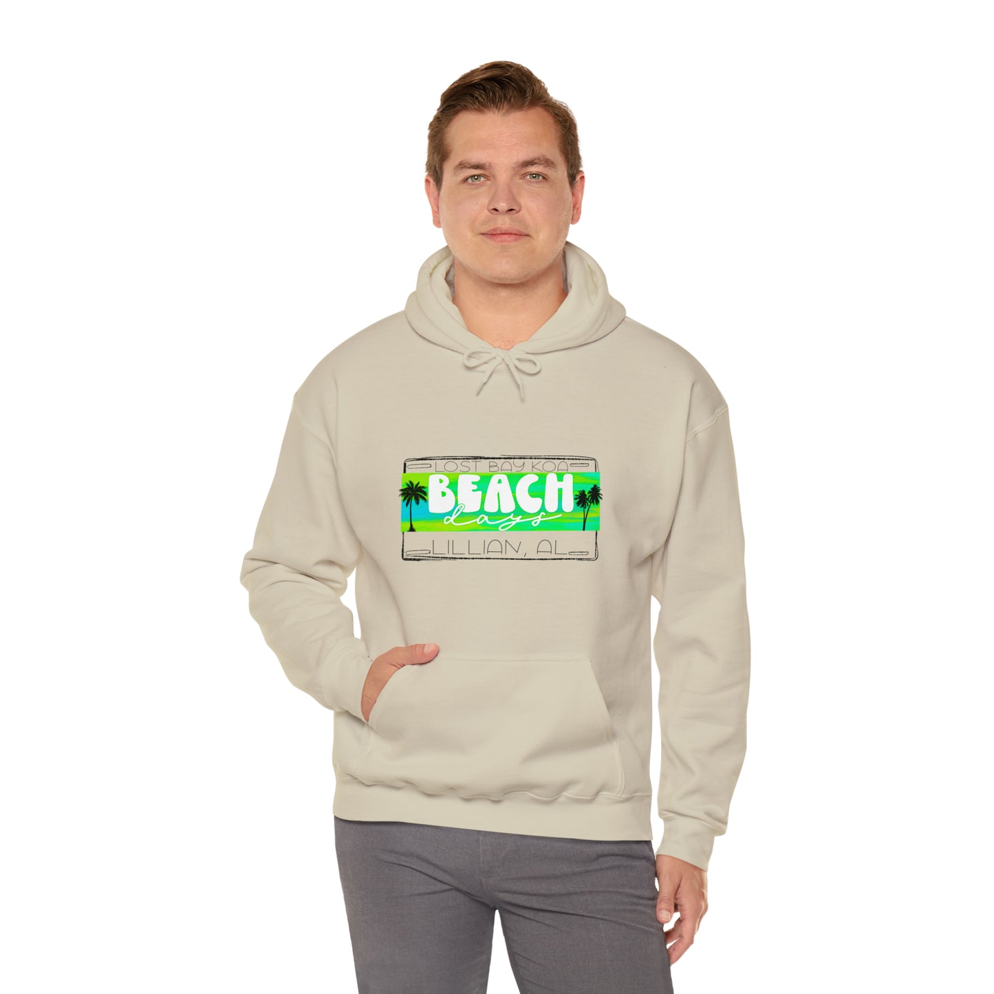 LB Beach Days License Plate- Unisex Heavy Blend™ Hooded Sweatshirt