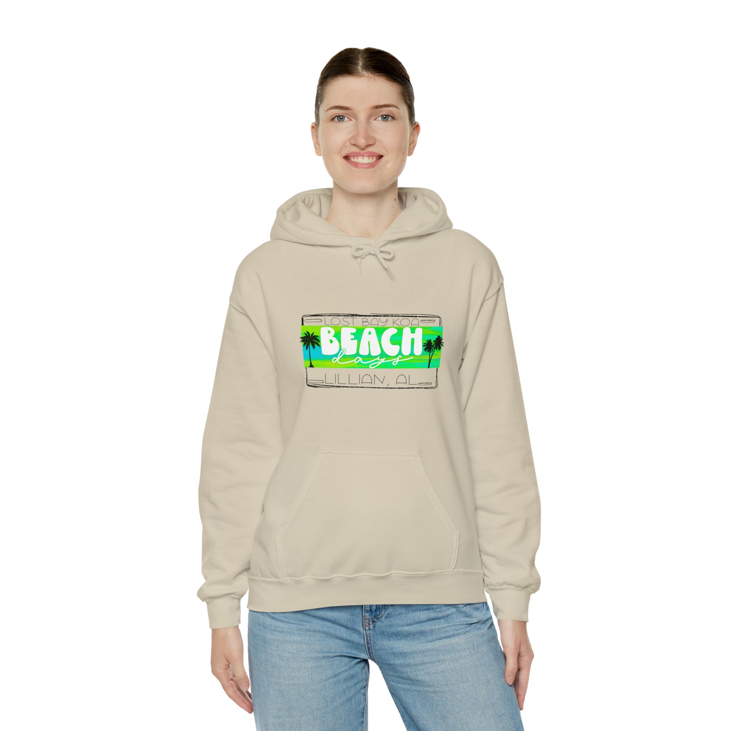 LB Beach Days License Plate- Unisex Heavy Blend™ Hooded Sweatshirt