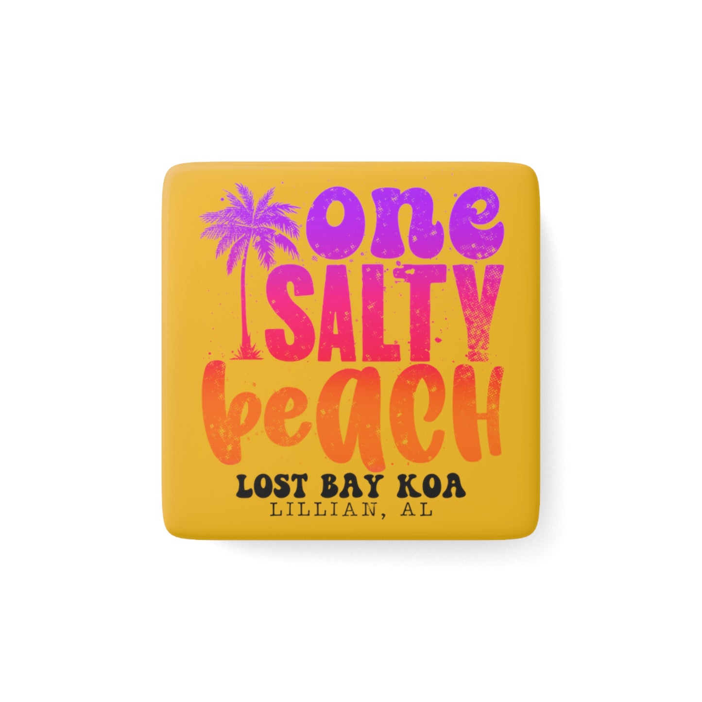 One Salty Beach- Porcelain Magnet, Square