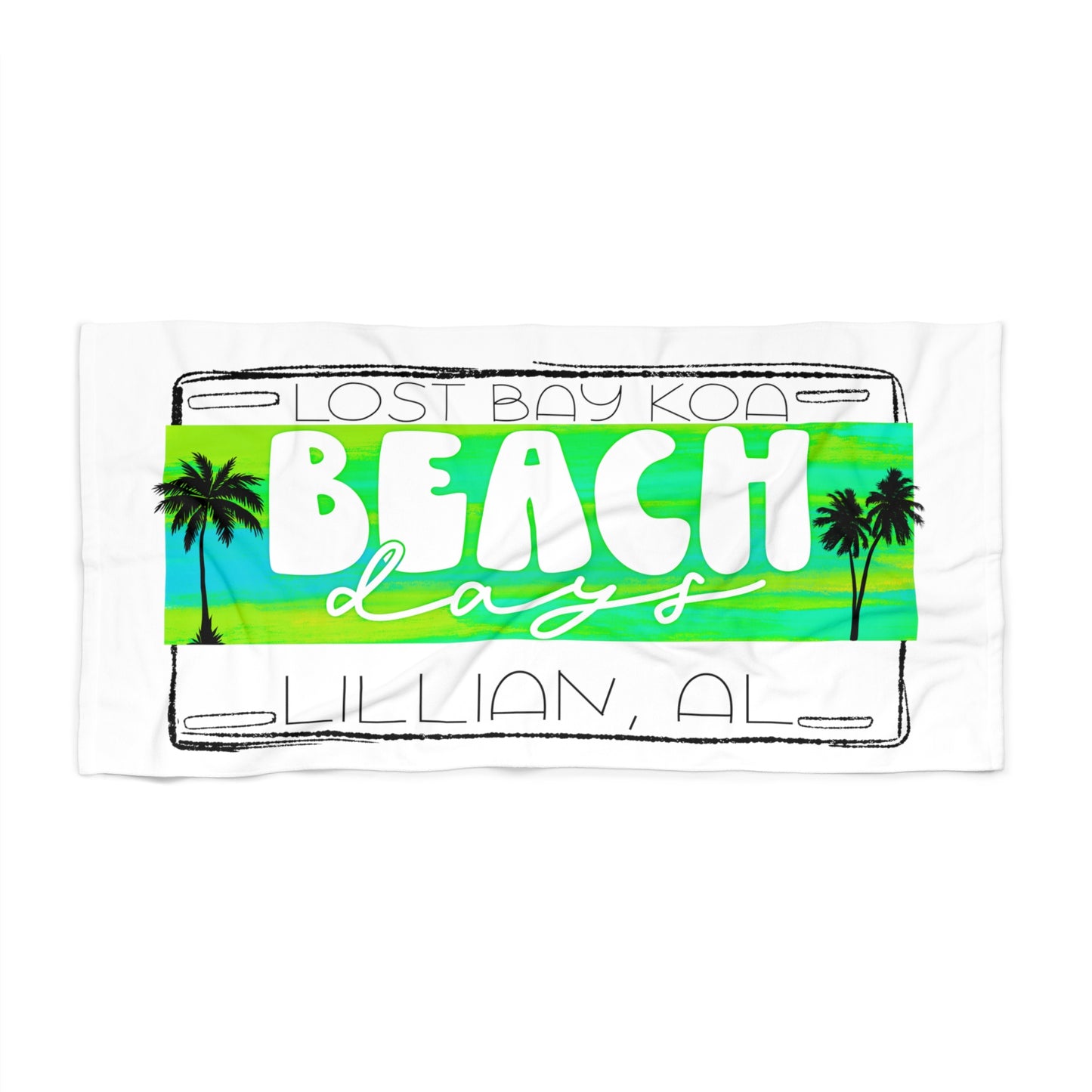 Lost Bay License Plate- Beach Towel